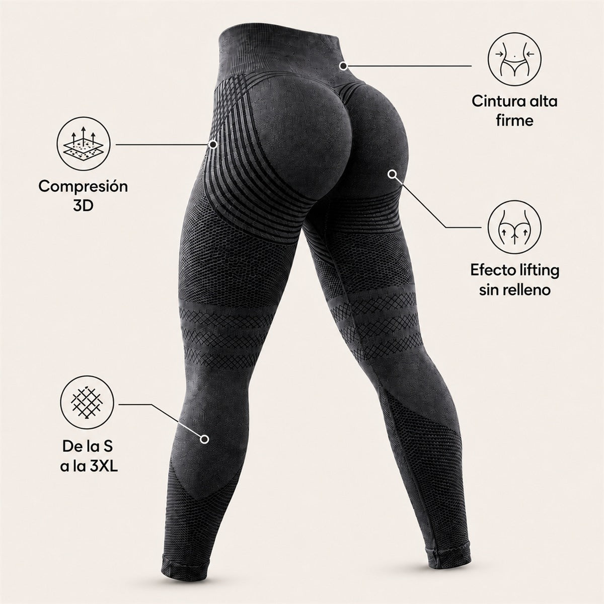 Contorno 3D — Legging de compresión moldeador
